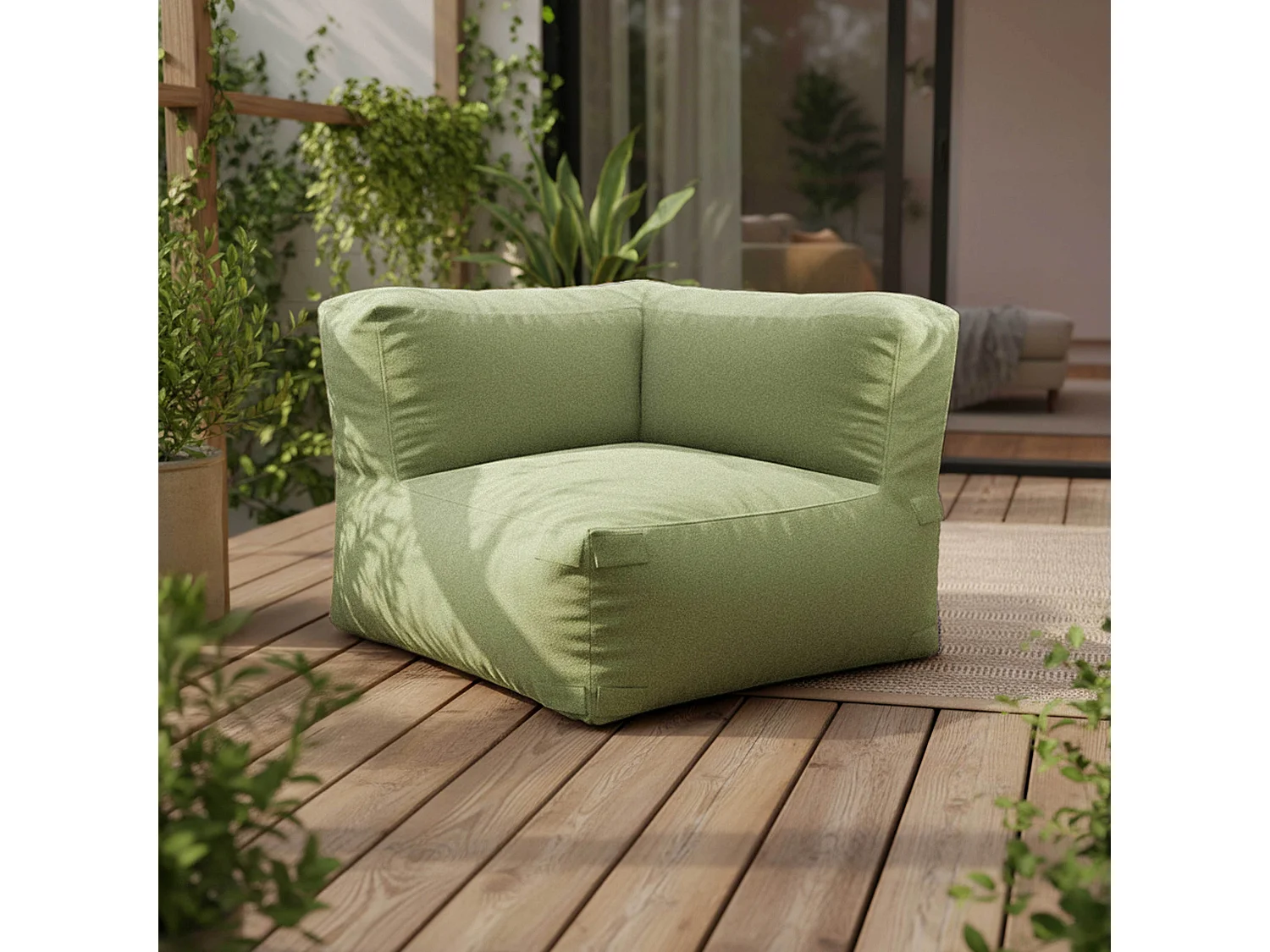 Salon de jardin modulable rayé 5 places vert cactus