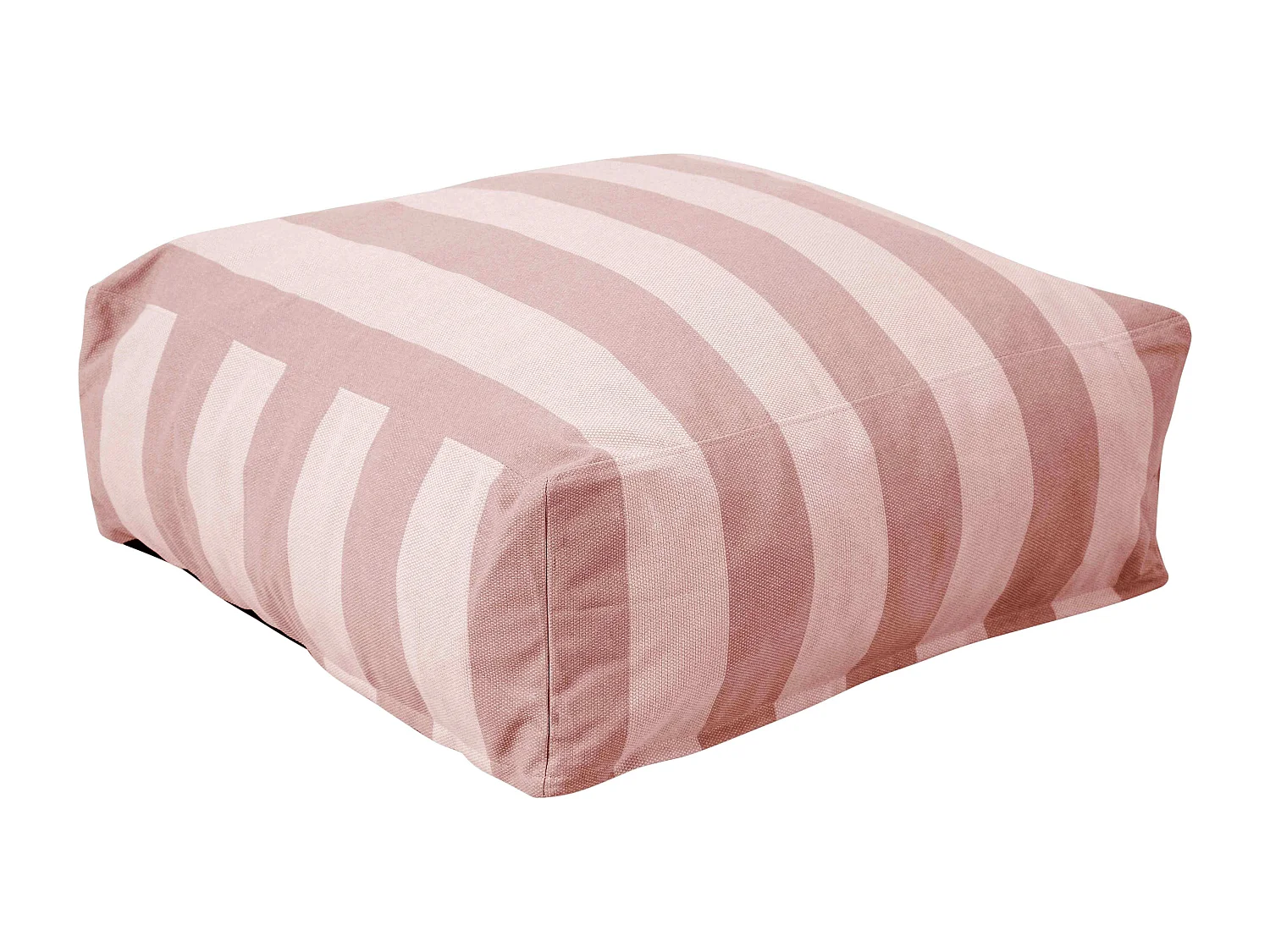 Pouf rayé pour salon de jardin modulable rose poudré
