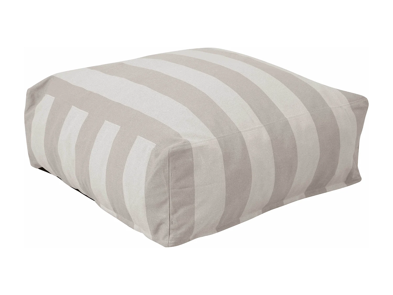 Pouf rayé pour salon de jardin modulable beige