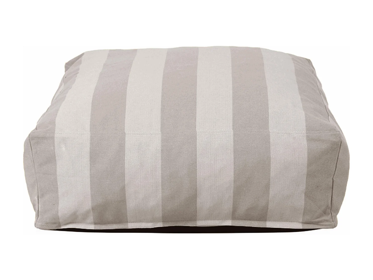 Pouf rayé pour salon de jardin modulable beige