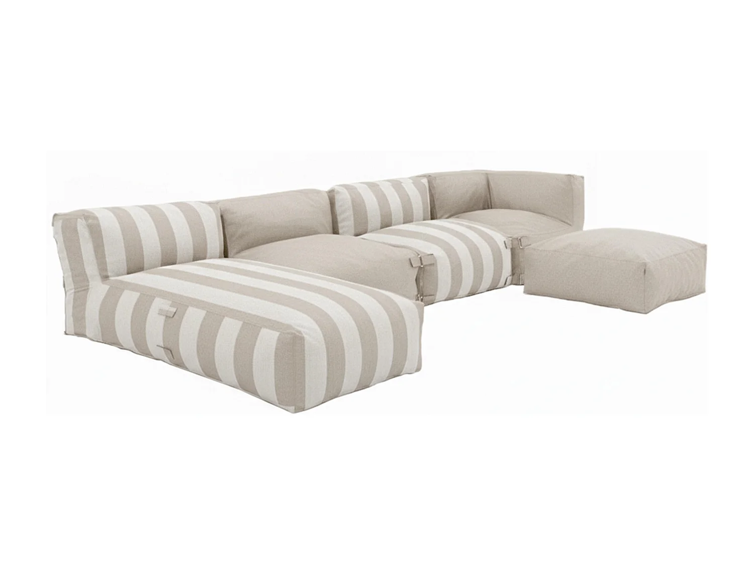 Salon de jardin modulable rayé 5 places beige