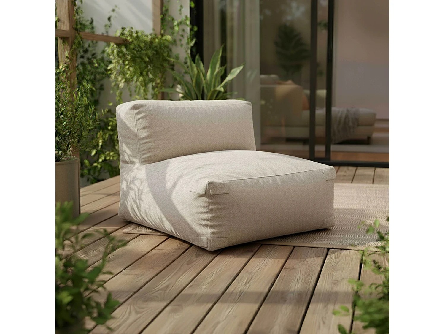 Salon de jardin modulable rayé 5 places beige