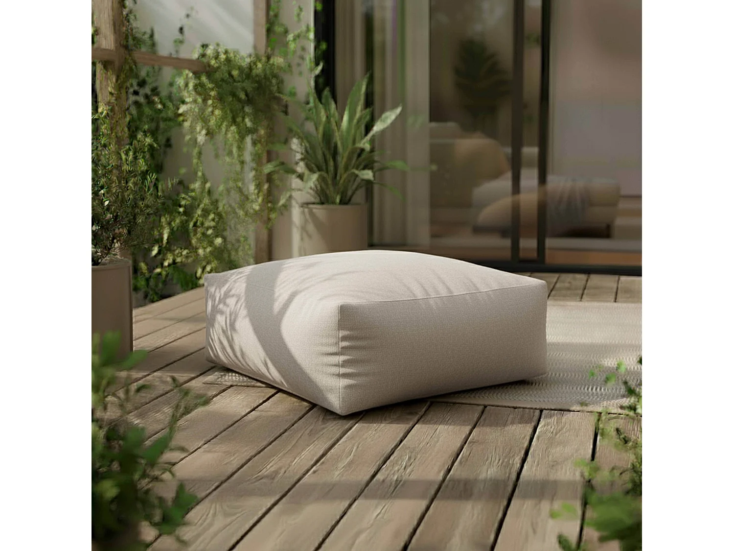 Salon de jardin modulable rayé 5 places beige