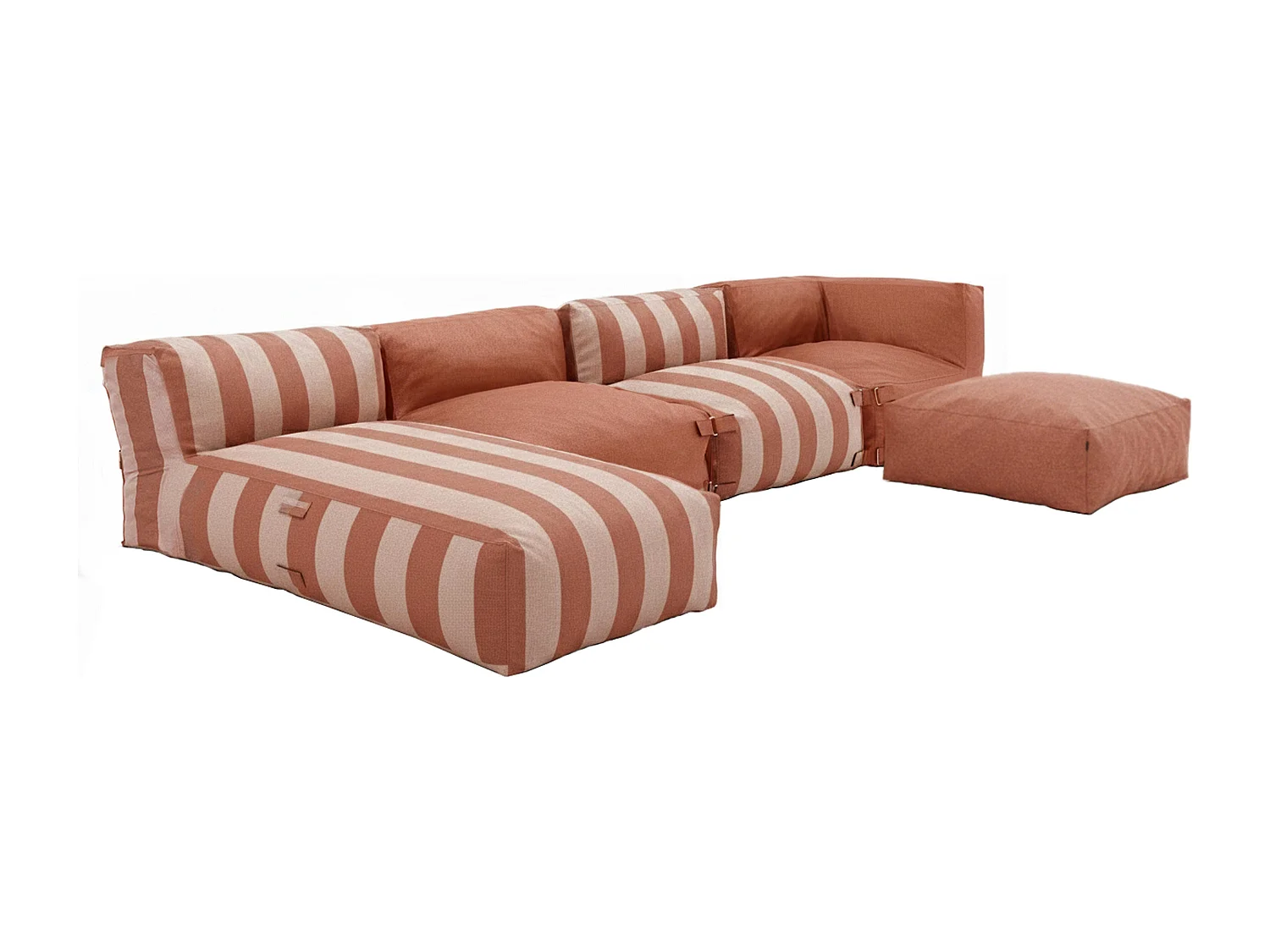 Salon de jardin modulable rayé 5 places terracotta