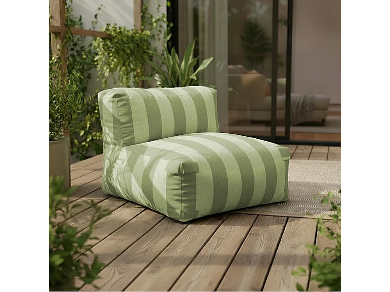 Fauteuil de jardin rayé pour canapé modulable vert cactus