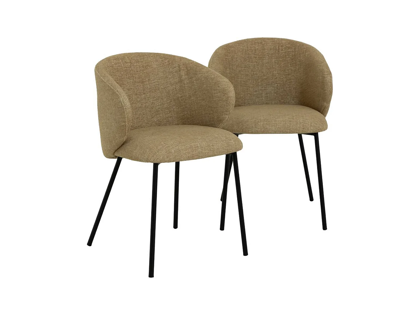 Chaise avec accoudoirs ronds en tissu sable et pieds en métal Cléa (lot de 2)