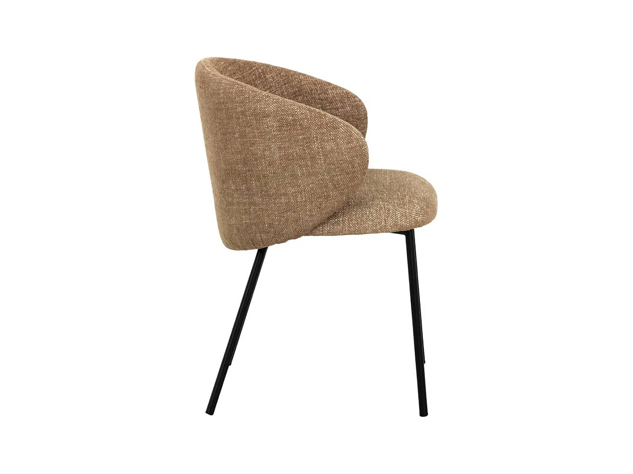 Chaise avec accoudoirs ronds en tissu sable et pieds en métal Cléa (lot de 2)