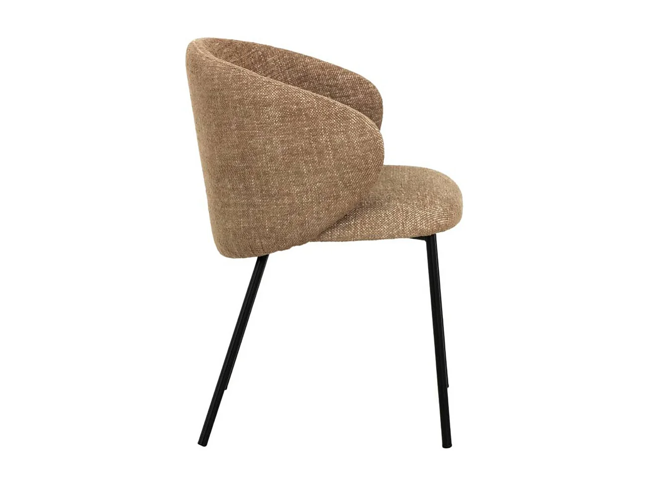 Chaise avec accoudoirs ronds en tissu sable et pieds en métal Cléa (lot de 2)