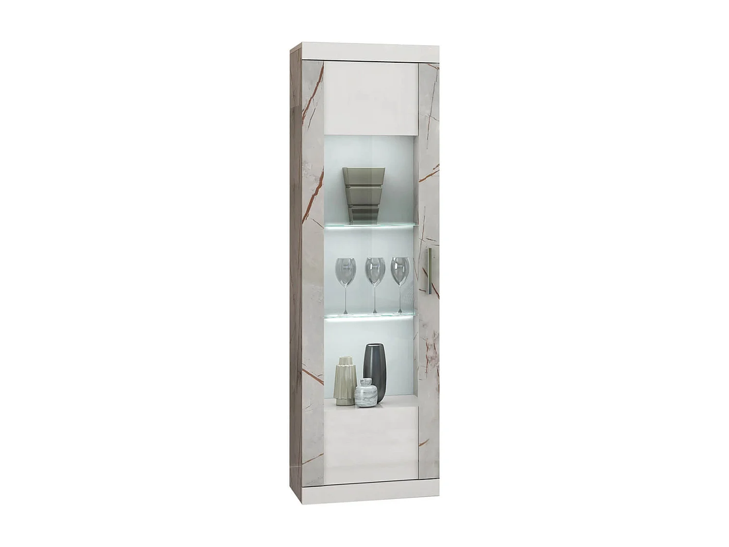 EROS - Ensemble Salon Table Basse + Meuble TV + Vitrines 1 Porte Eclairage Led intégré