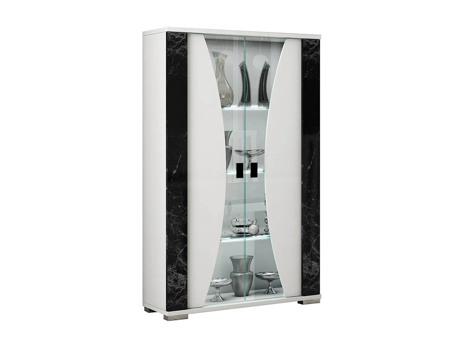 ARIANE - Séjour Complet Table Repas + Buffet + Vitrine 2 Portes Eclairage Led intégré