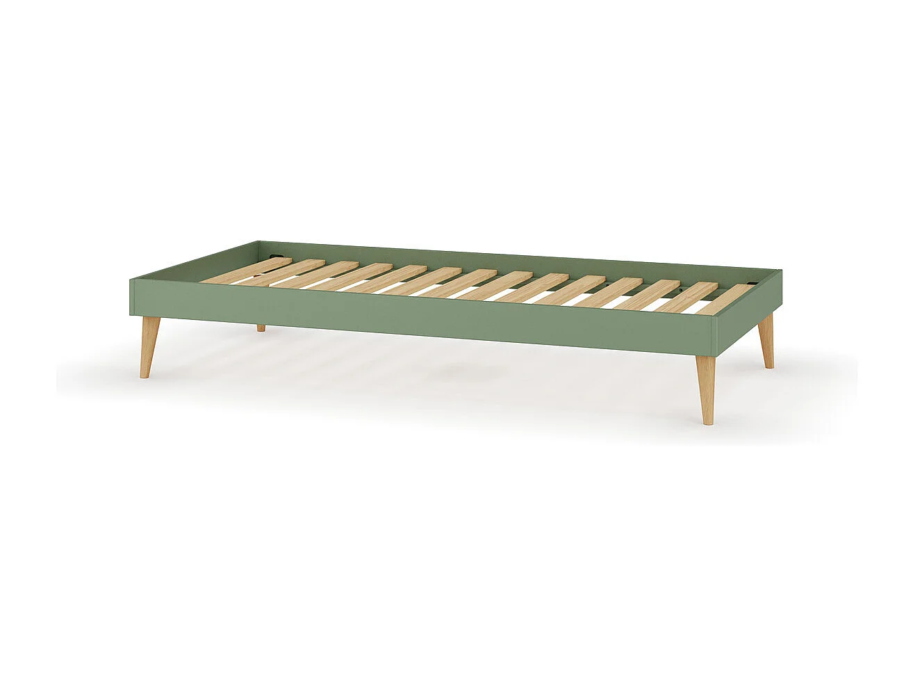 Lit enfant avec pieds 90x190 cm bois massif vert DARLA