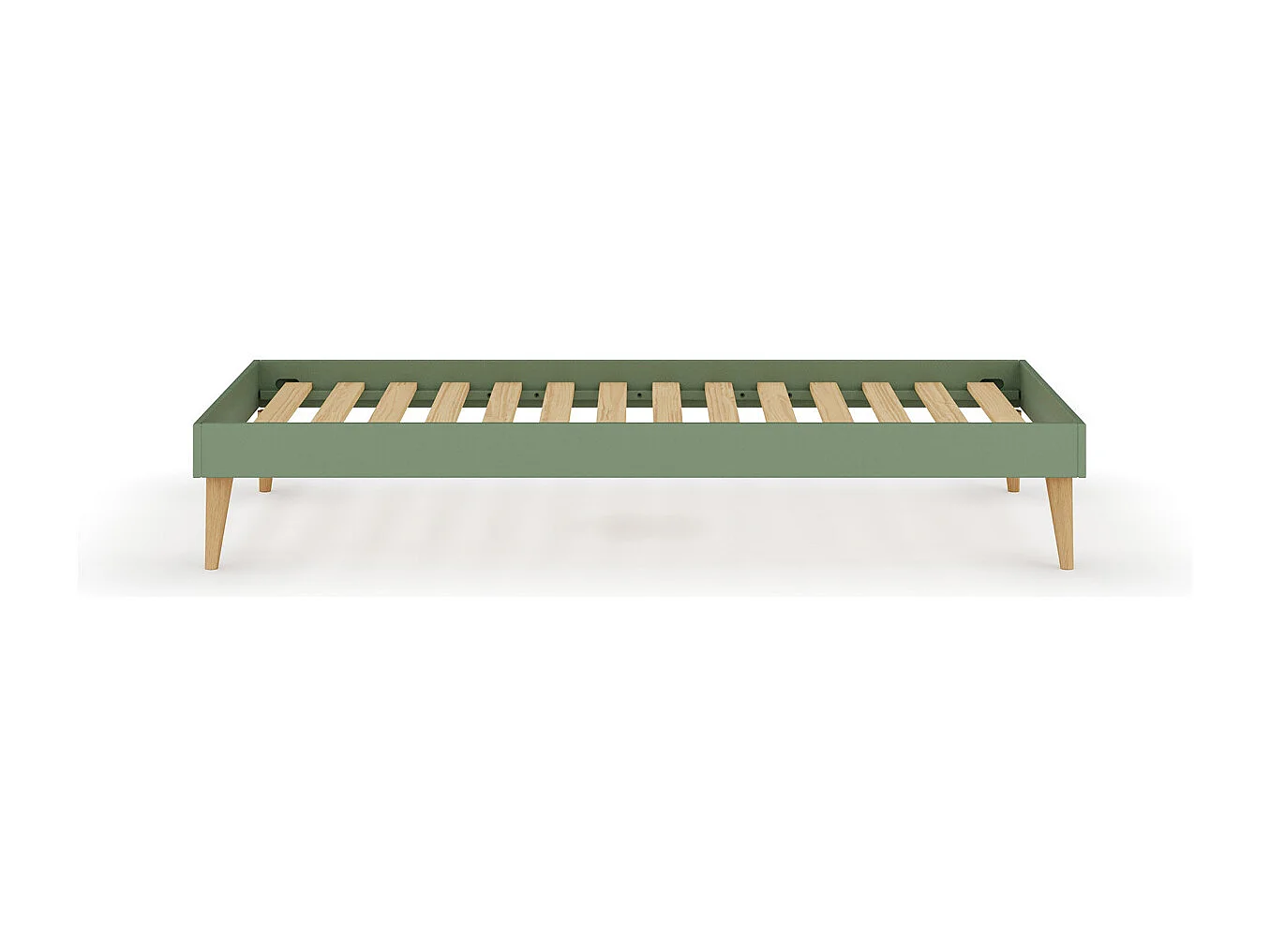 Lit enfant avec pieds 90x190 cm bois massif vert DARLA