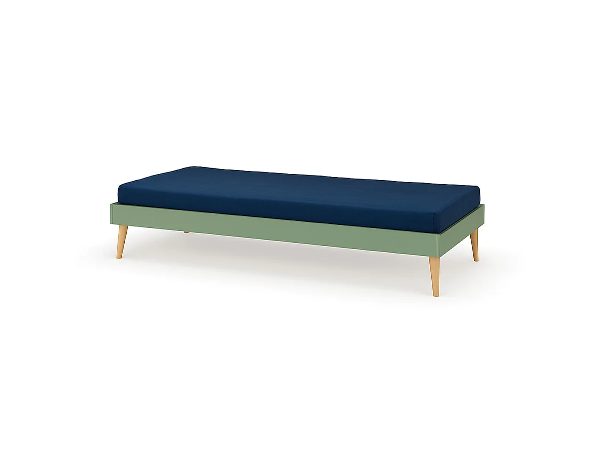 Lit enfant avec pieds 90x190 cm bois massif vert DARLA