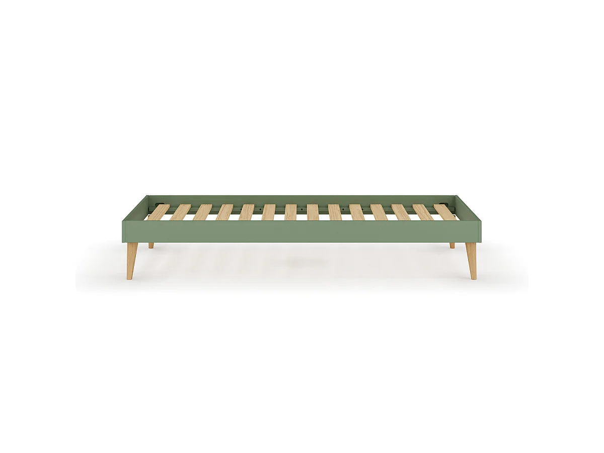 Lit enfant avec pieds 90x190 cm bois massif vert DARLA