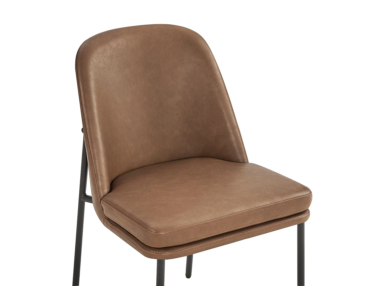 Lot de 2 Chaises de Salle à Manger, Pieds en Métal, Avec Dossier, en PU, Style Moderne marron