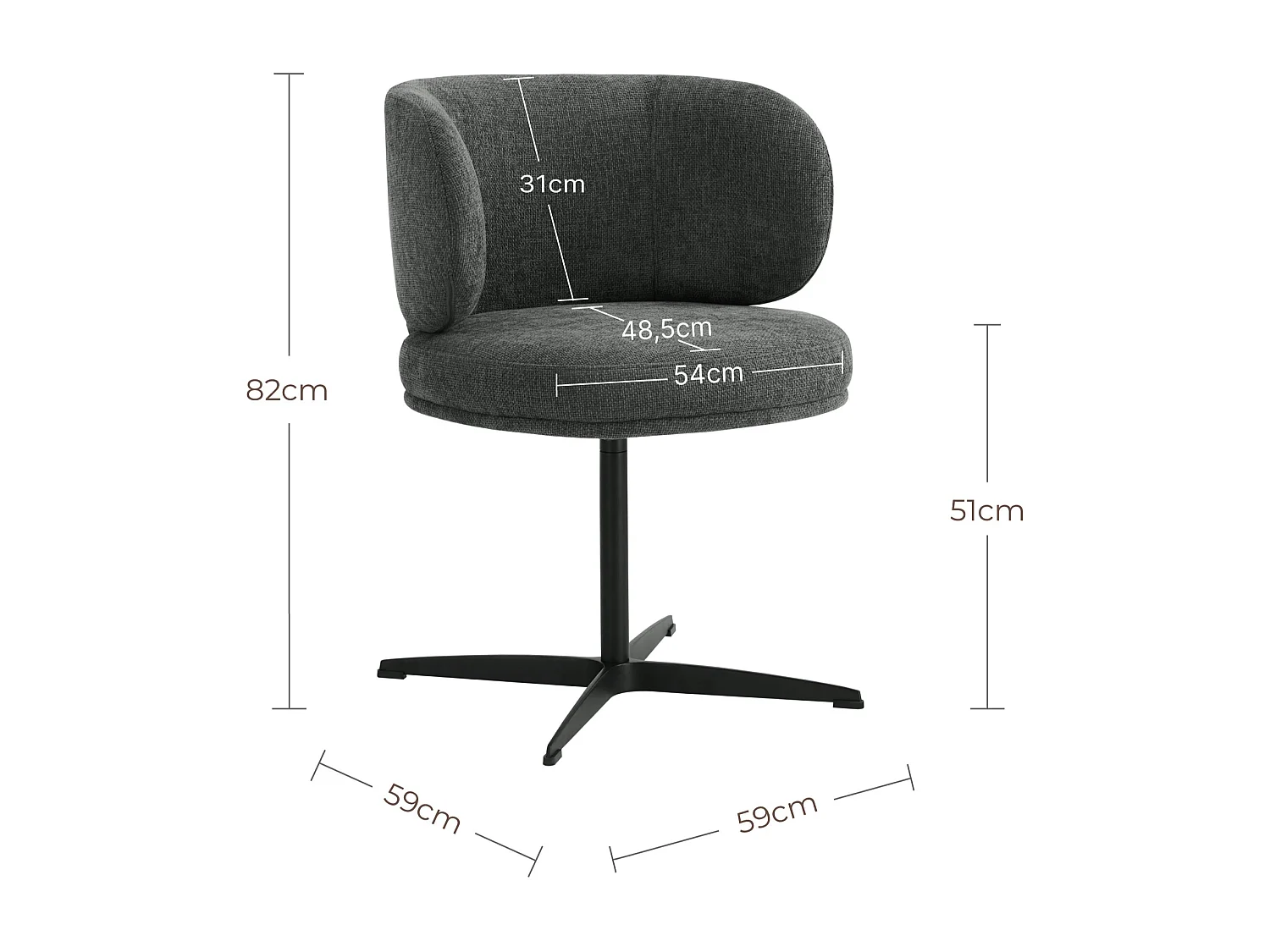 Lot de 2 Chaises de Salle à Manger Pivotantes Chaise de Bureau Pivotante Chaise pour Chambre-coiffeuse