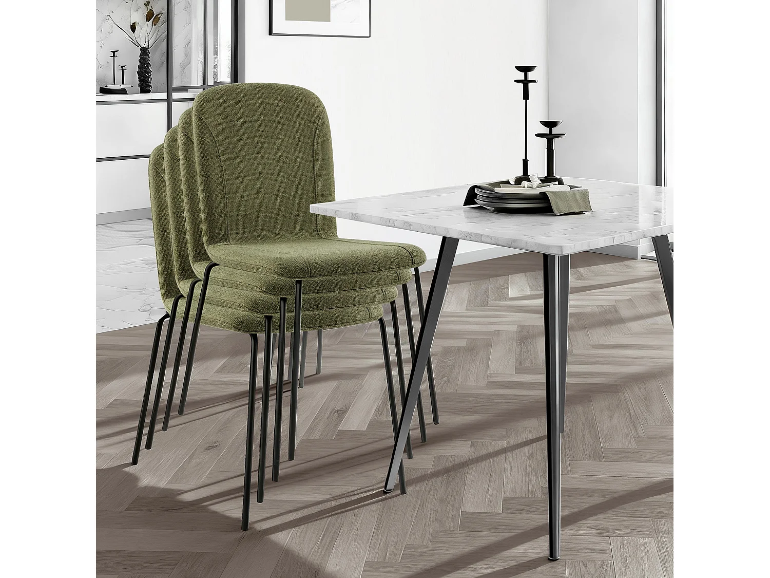 Lot de 4 Chaises de Salle à Manger, Chaise Scandinave, Chaise Moderne