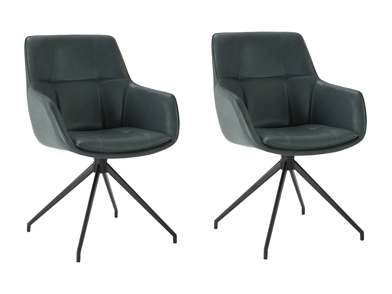 Lot de 2 Chaises de Salle à Manger,  Fauteuil Pivotant à 360 degrés, Chaise de Cuisine en PU Coussinets de Pied Réglables Brun
