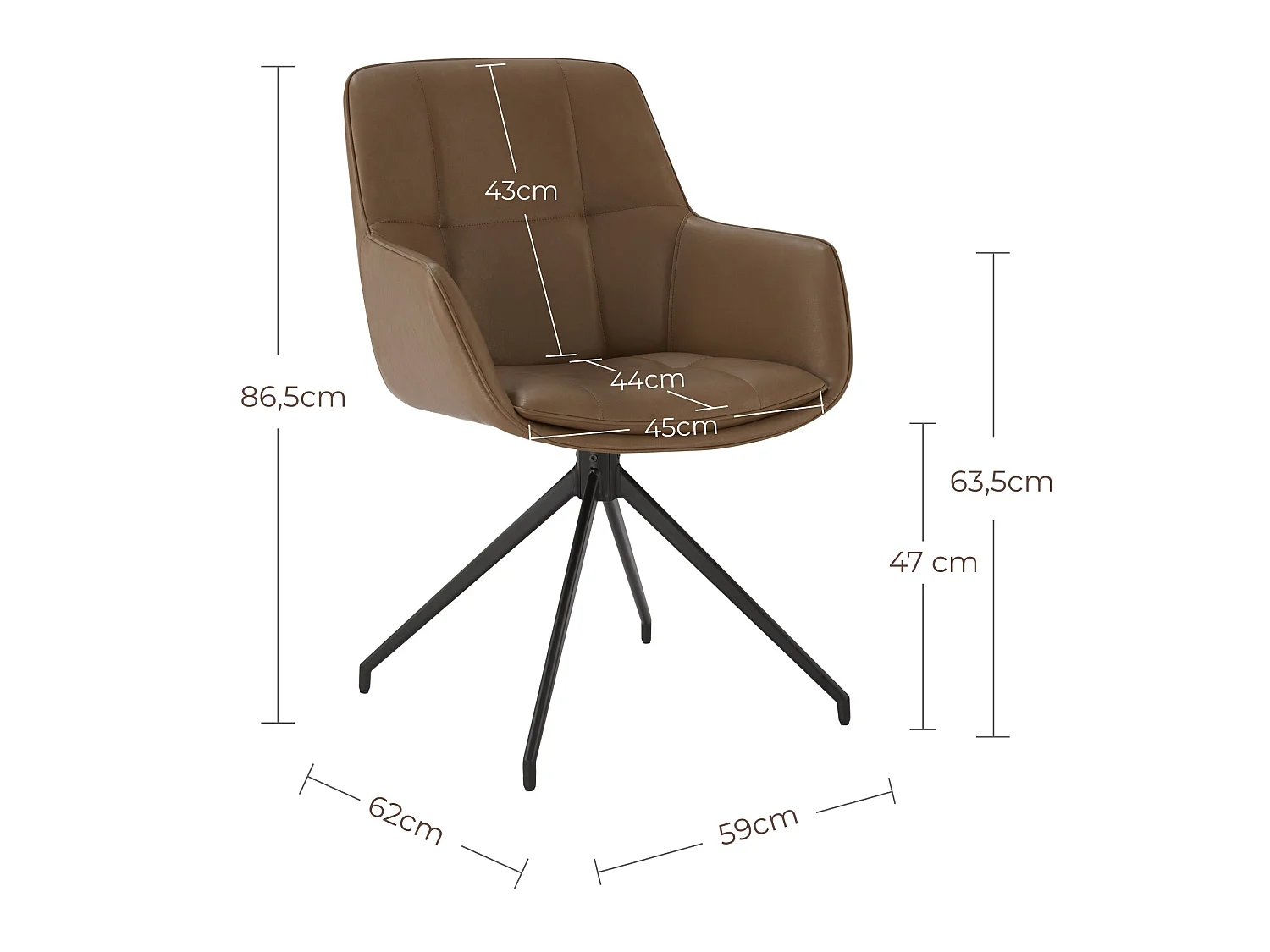 Lot de 2 Chaises de Salle à Manger,  Fauteuil Pivotant à 360 degrés, Chaise de Cuisine en PU