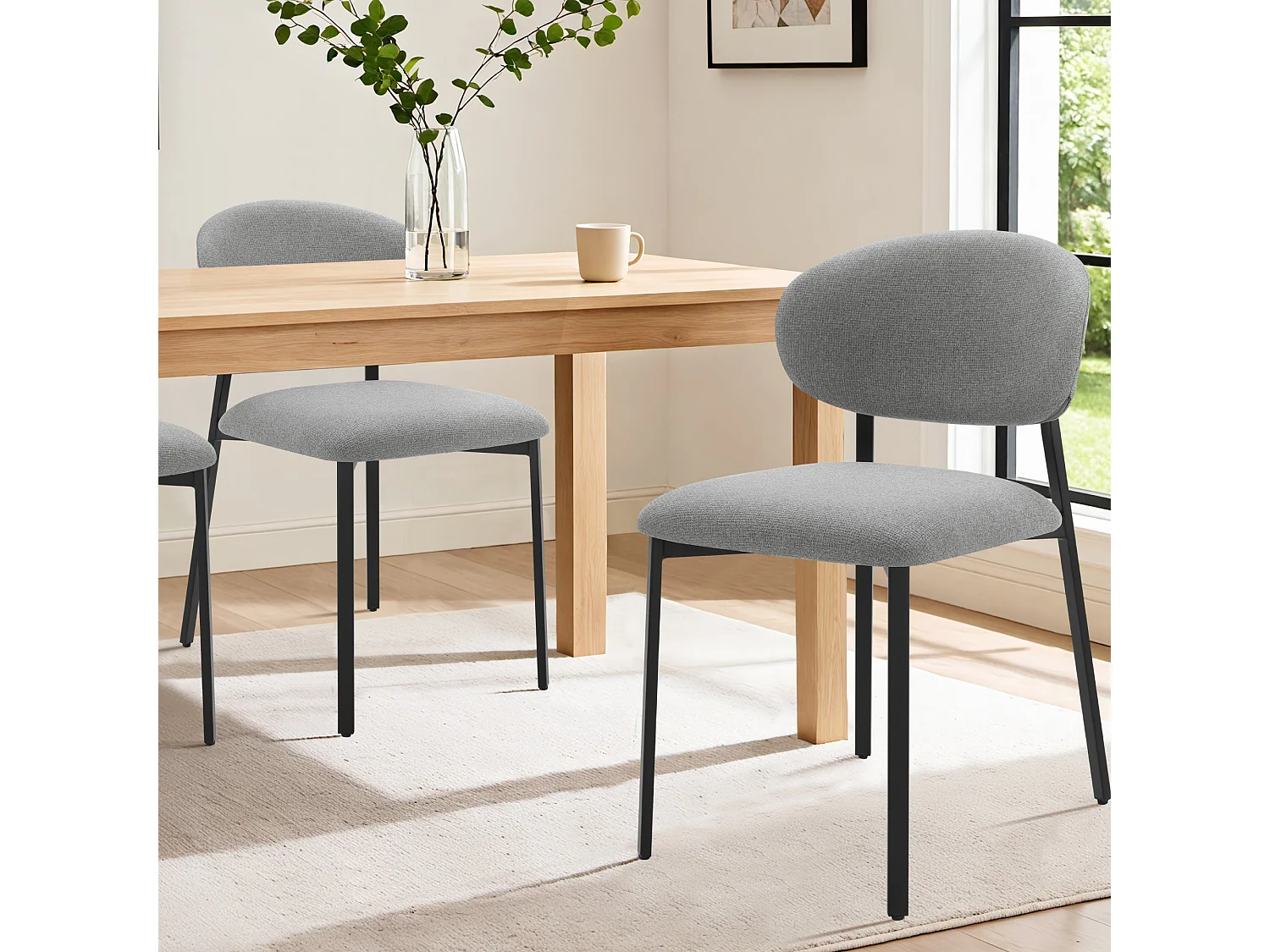 Lot de 4 Chaises Salle à Manger, Chaise Scandinave, Chaise Moderne Idéal pour Salle à Manger,Salon,Cuisine Gris clair