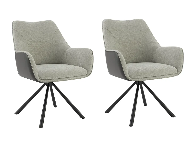 Lot de 2 Chaises de Salle à Manger, Fauteuil Pivotant à 360 degrés, Chaise de Cuisine Coussinets de Pied Réglables Gris