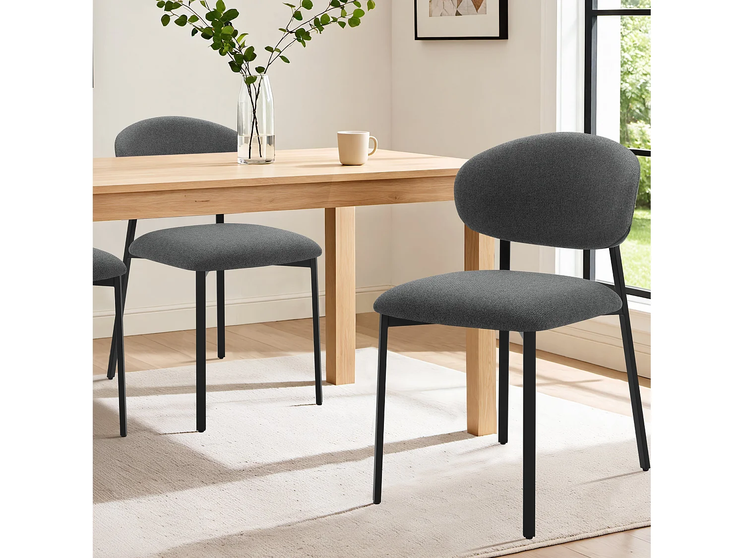 Lot de 4 Chaises Salle à Manger,  Chaise Scandinave, Chaise Moderne Idéal pour Salle à Manger,Salon,Cuisine Gris foncé