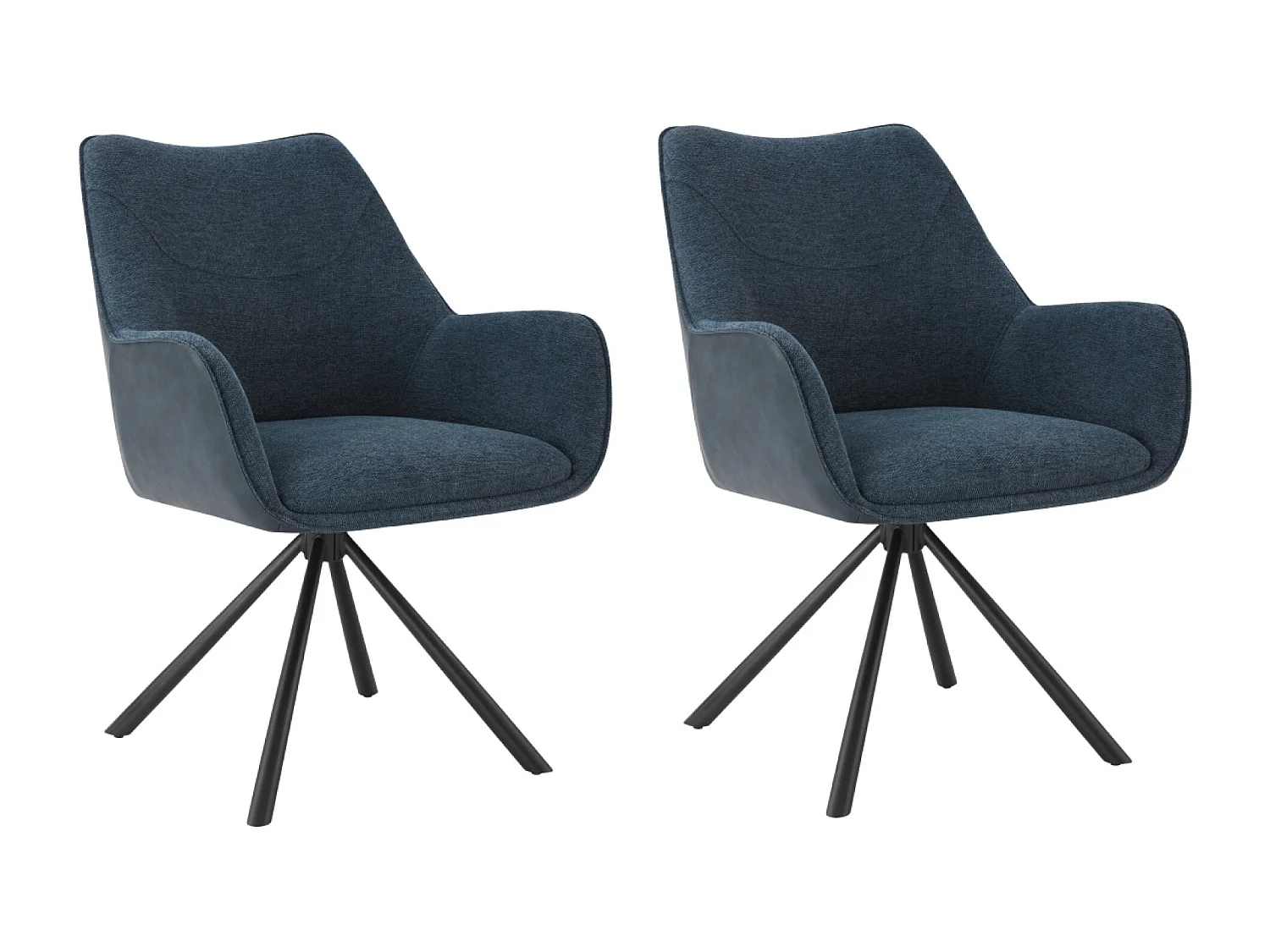 Lot de 2 Chaises de Salle à Manger, Fauteuil Pivotant à 360 degrés, Chaise de Cuisine Coussinets de Pied Réglables Bleu Foncé