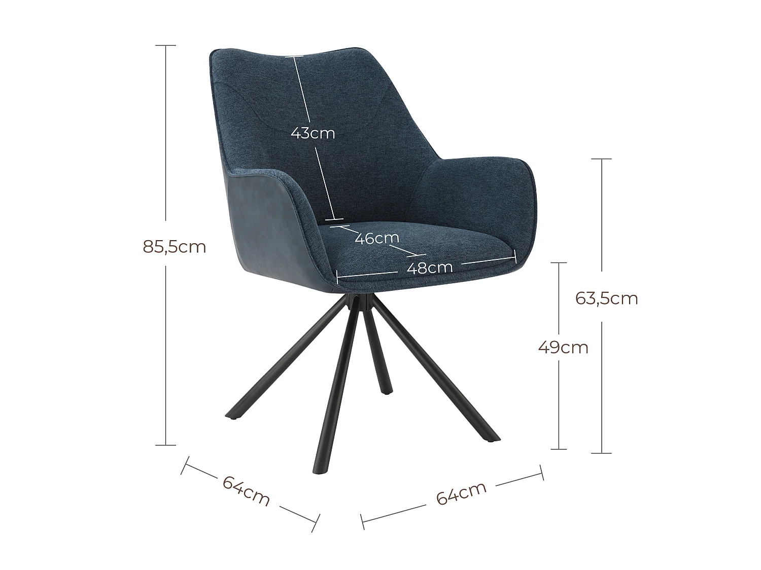 Lot de 2 Chaises de Salle à Manger, Fauteuil Pivotant à 360 degrés, Chaise de Cuisine