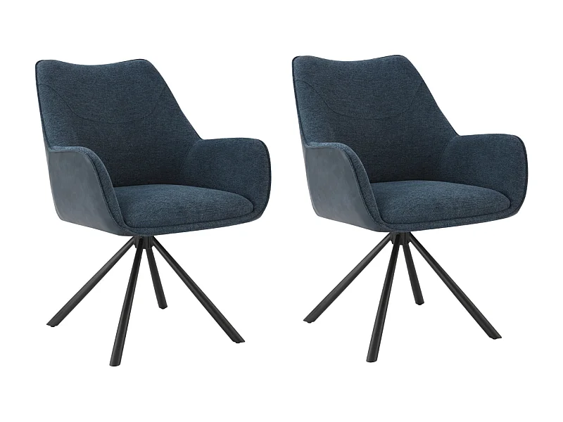 Lot de 2 Chaises de Salle à Manger, Fauteuil Pivotant à 360 degrés, Chaise de Cuisine Coussinets de Pied Réglables Bleu Foncé