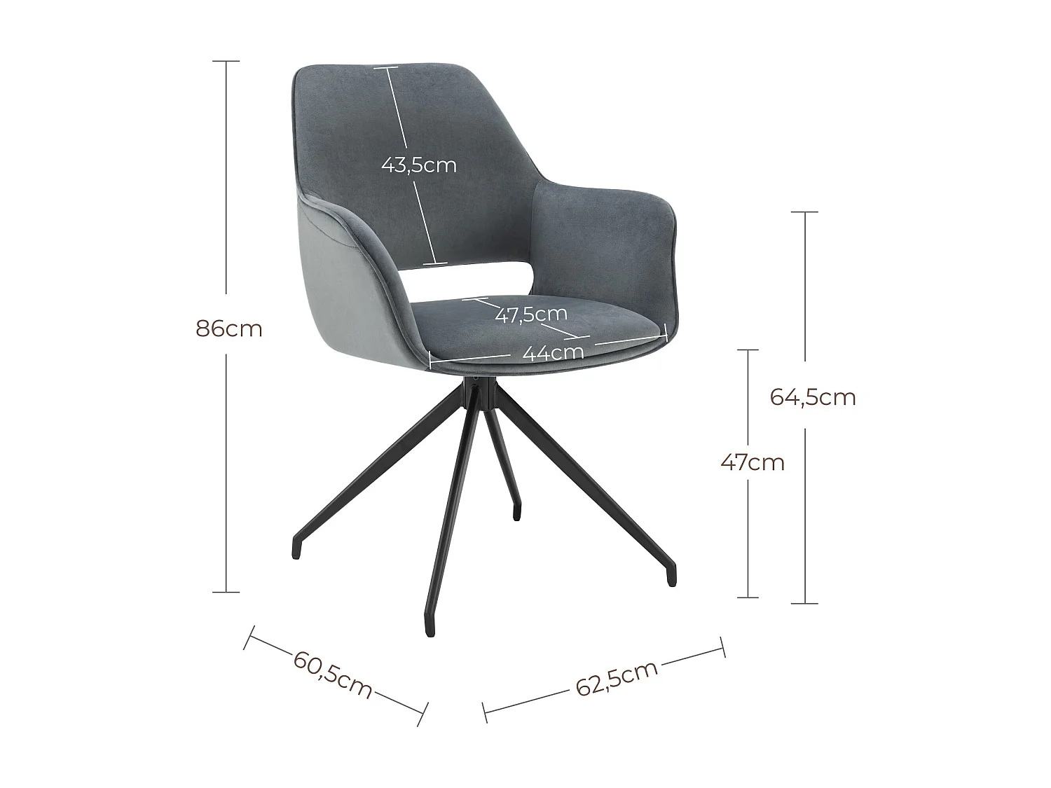 Lot de 2 Chaises de Salle à Manger,  Fauteuil Pivotant à 360 degrés, Chaise de Cuisine  Coussinets de Pied Réglables Bleu Foncé