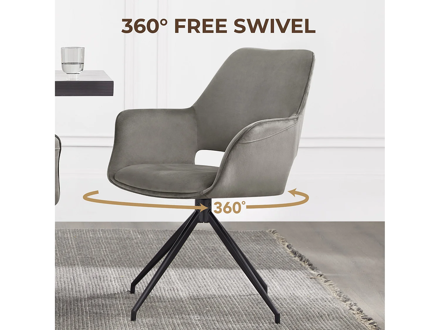 Lot de 2 Chaises de Salle à Manger,  Fauteuil Pivotant à 360 degrés, Chaise de Cuisine