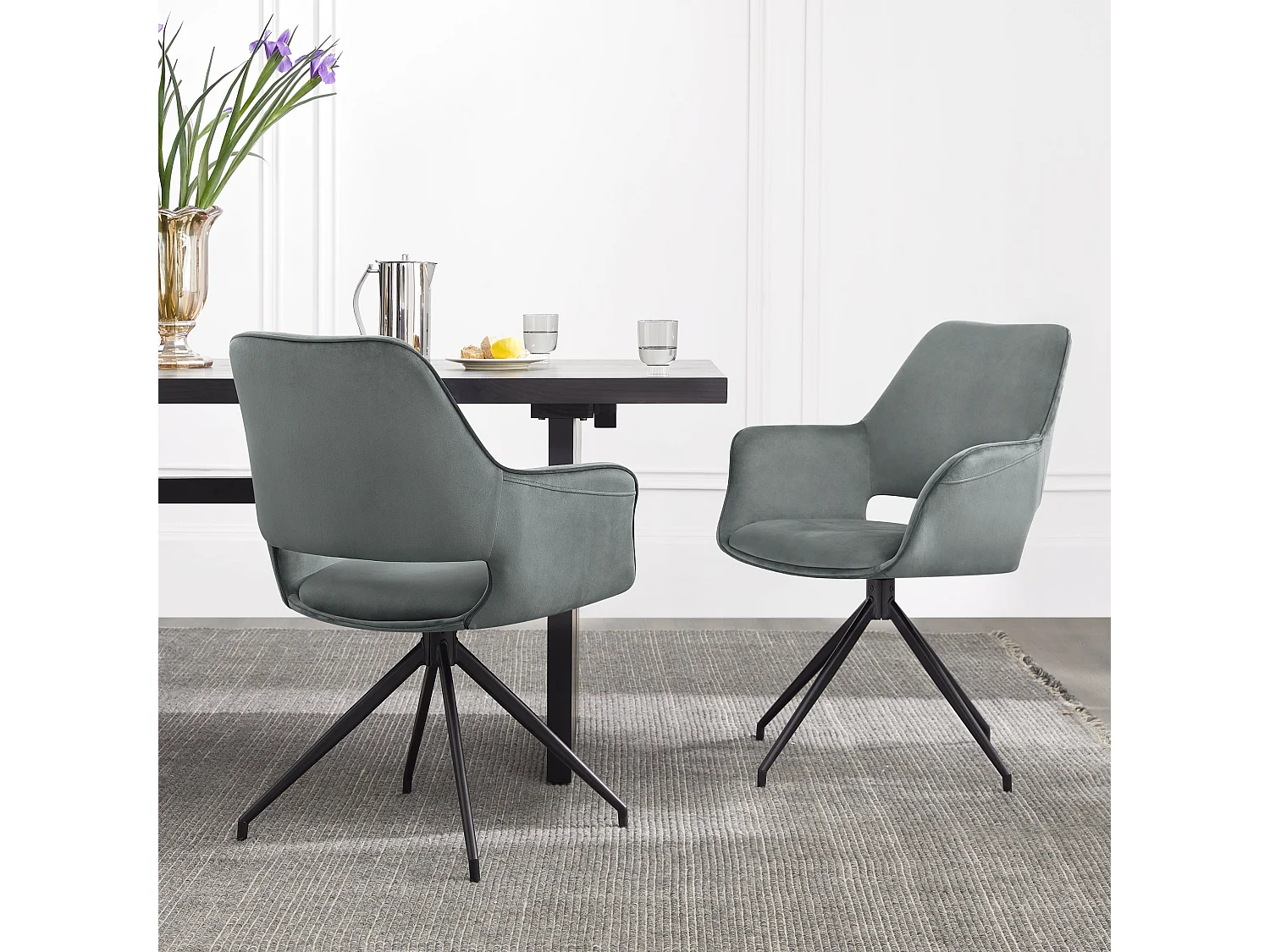 Lot de 2 Chaises de Salle à Manger,  Fauteuil Pivotant à 360 degrés, Chaise de Cuisine