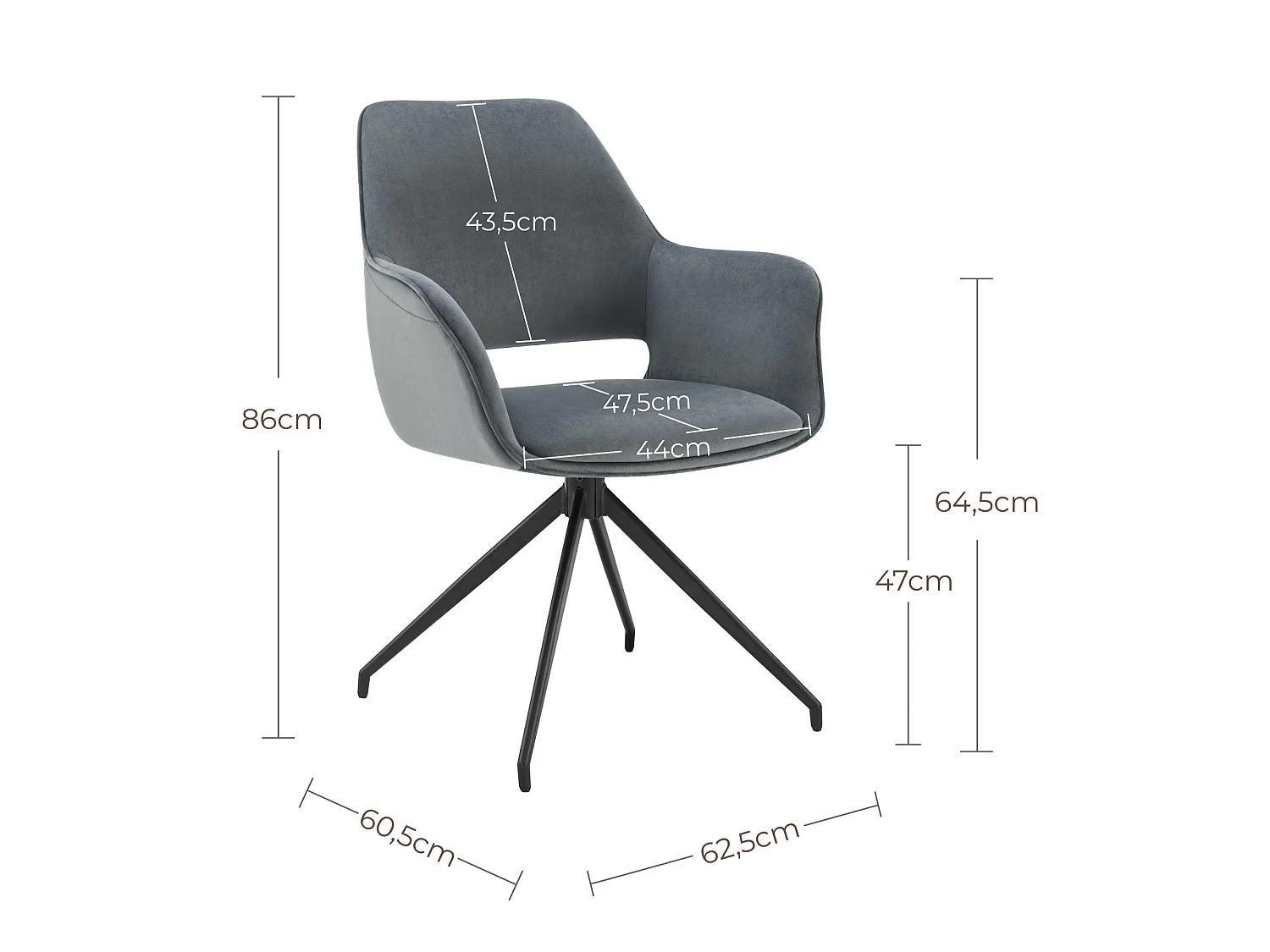 Lot de 2 Chaises de Salle à Manger,  Fauteuil Pivotant à 360 degrés, Chaise de Cuisine