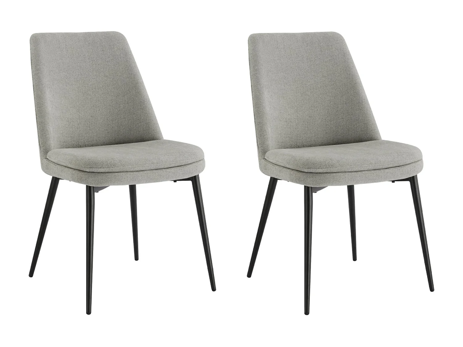 Lot de 2 Chaises de Salle à Manger, Pieds en Métal, Avec Dossier,en Chenille Gris clair