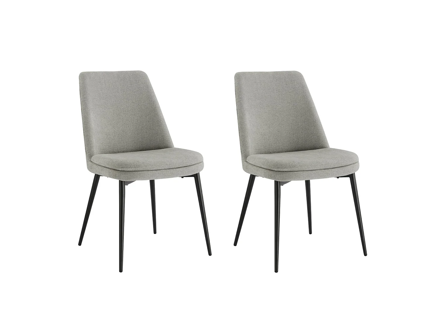 Lot de 2 Chaises de Salle à Manger, Pieds en Métal, Avec Dossier,en Chenille Gris clair