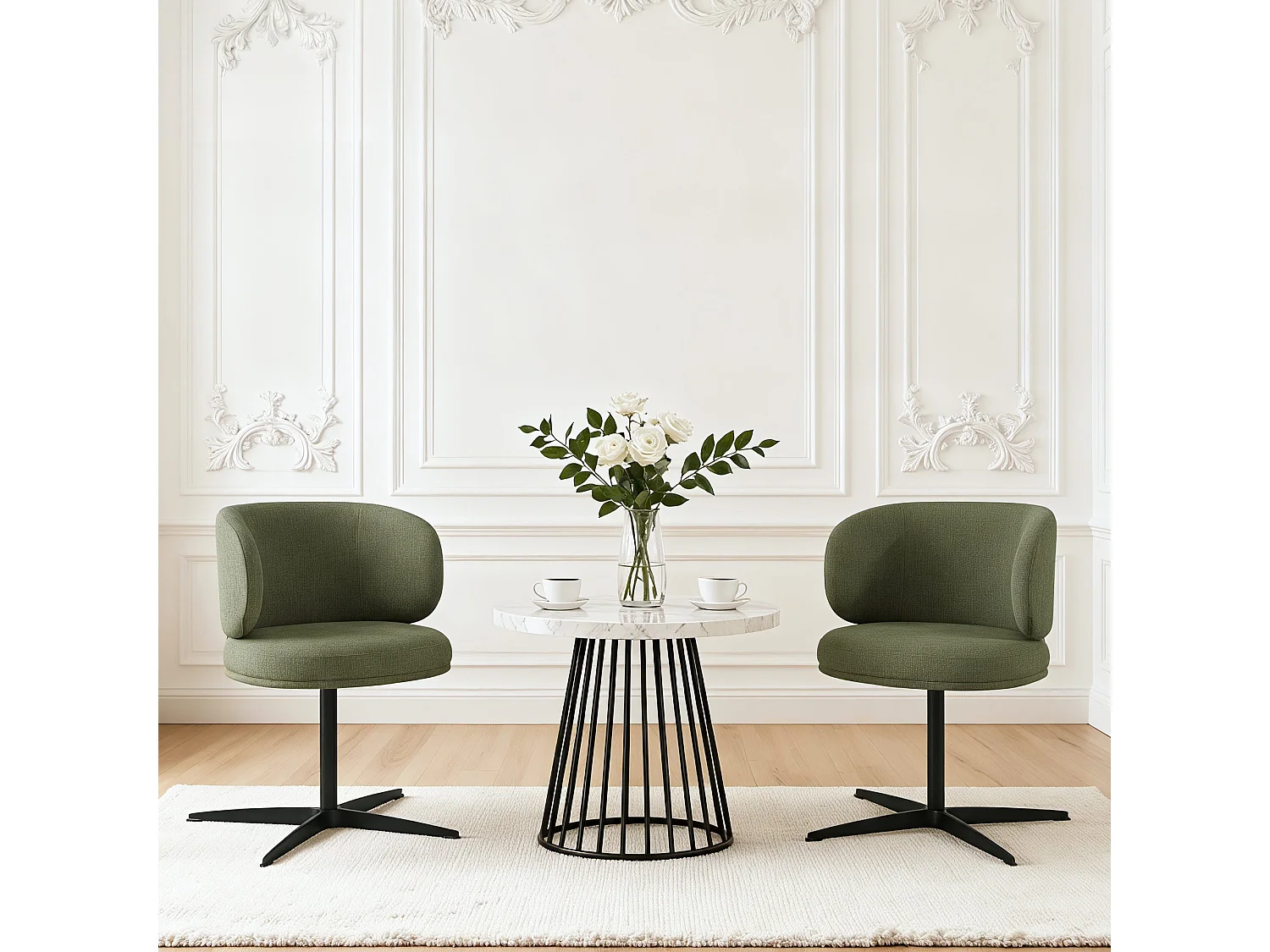 Lot de 2 Chaises de Salle à Manger Chaise de Bureau Pivotante Chaise pour Chambre-coiffeuse Vert