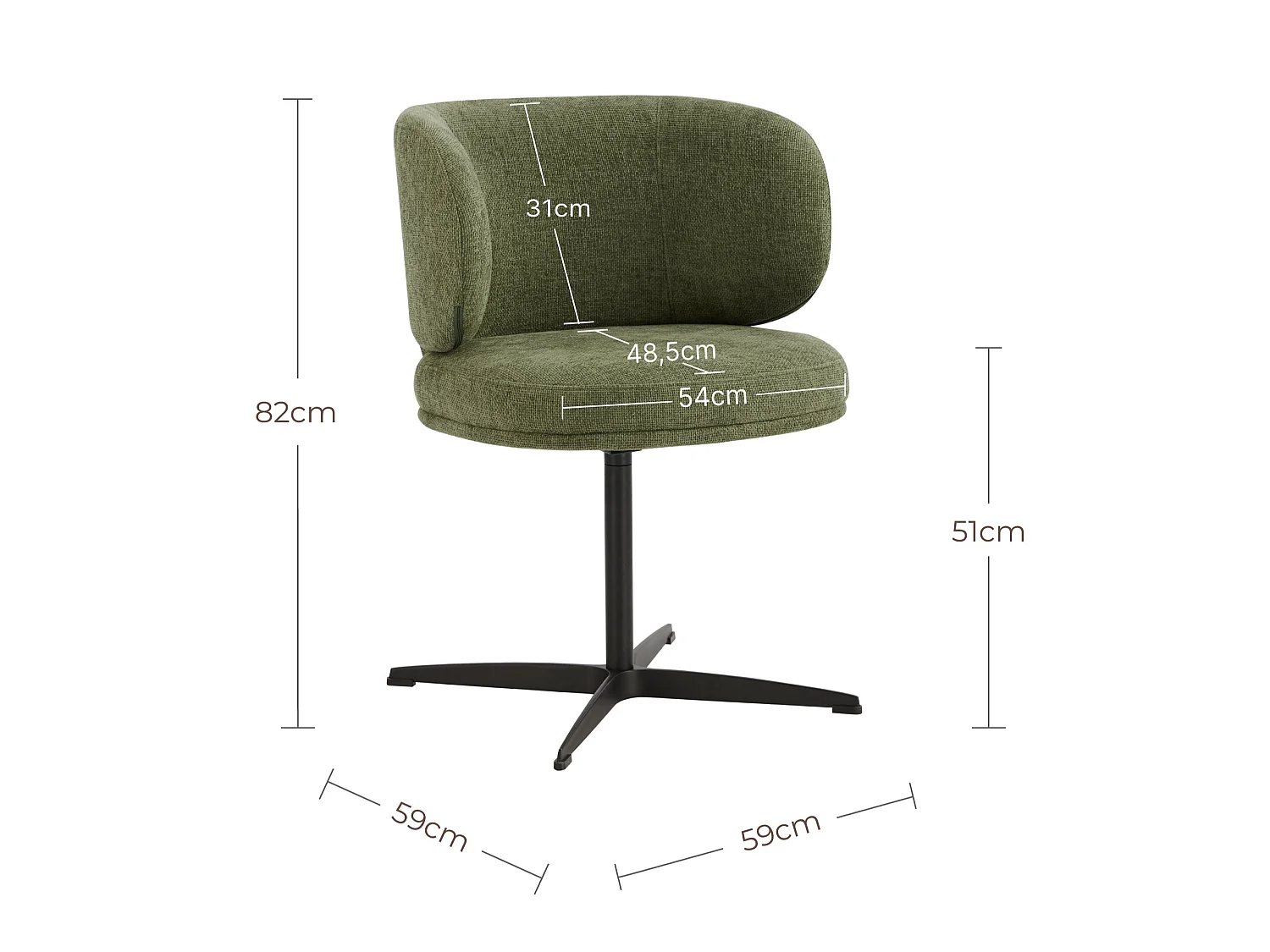 Lot de 2 Chaises de Salle à Manger Chaise de Bureau Pivotante Chaise pour Chambre-coiffeuse