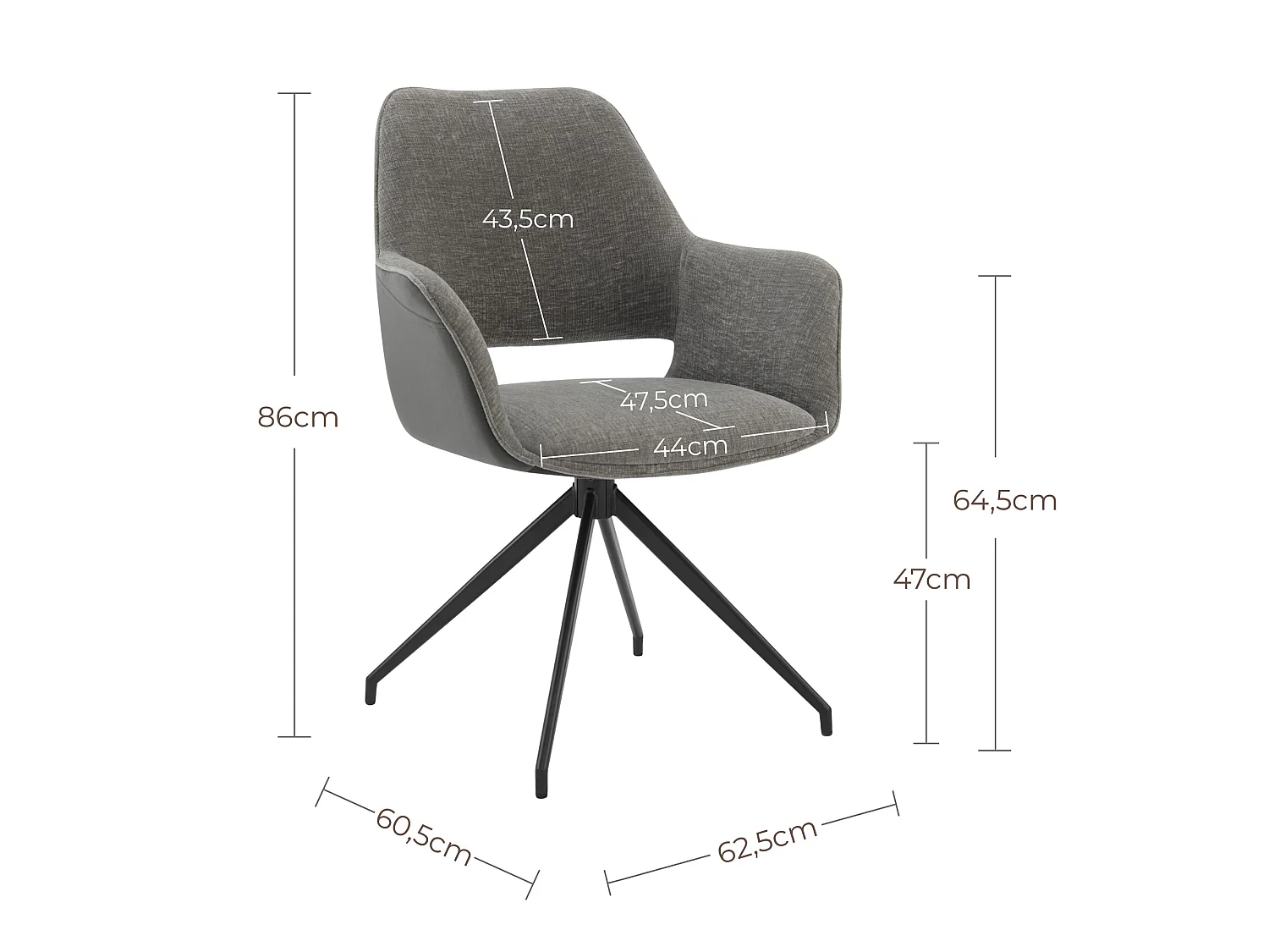 Lot de 2 Chaises de Salle à Manger,  Fauteuil Pivotant à 360 degrés, Chaise de Cuisine
