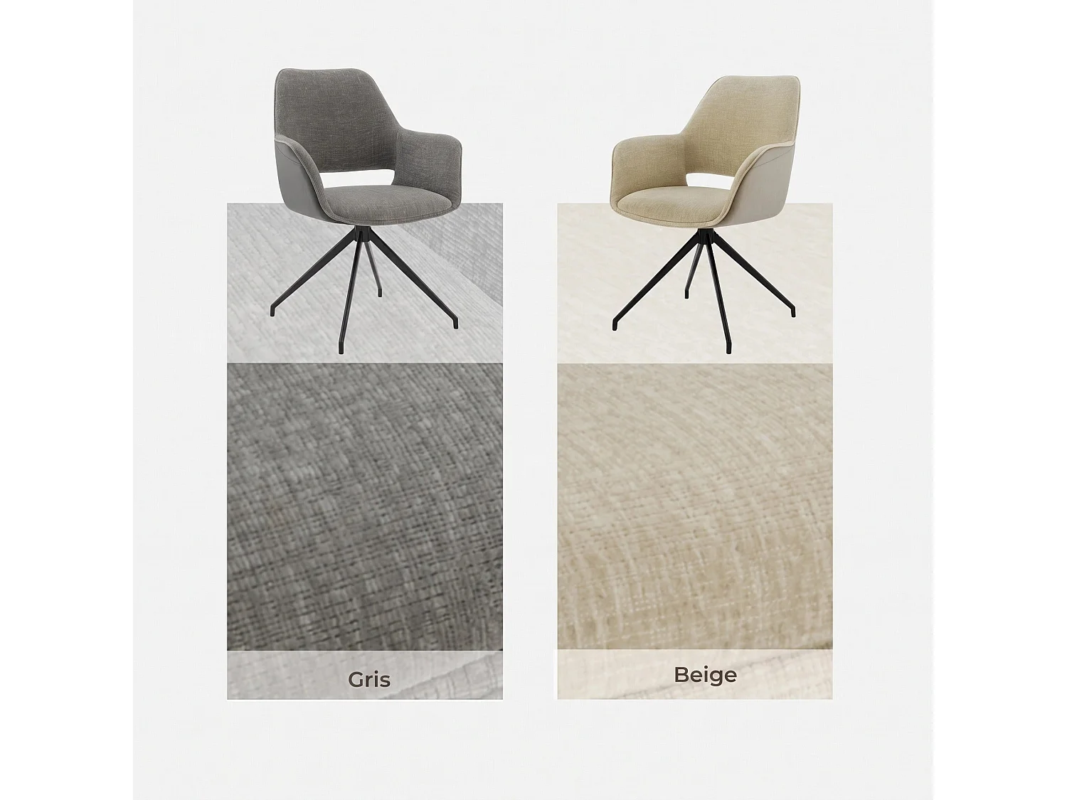 Lot de 2 Chaises de Salle à Manger,  Fauteuil Pivotant à 360 degrés, Chaise de Cuisine