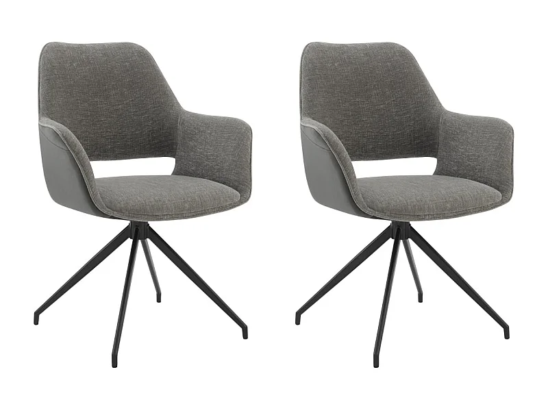 Lot de 2 Chaises de Salle à Manger,  Fauteuil Pivotant à 360 degrés, Chaise de Cuisine  Coussinets de Pied Réglables Gris