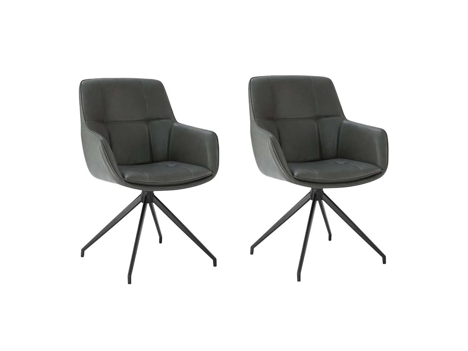 Lot de 2 Chaises de Salle à Manger,  Fauteuil Pivotant à 360 degrés, Chaise de Cuisine en PU