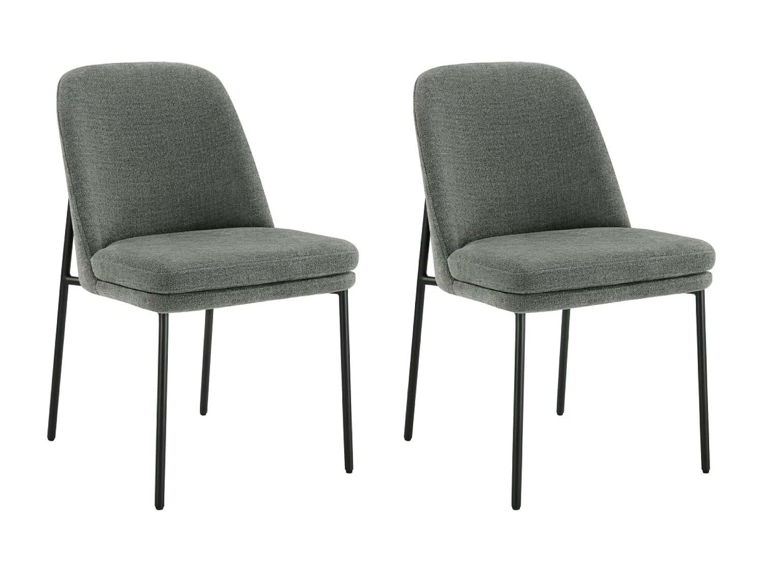 Lot de 2 Chaises de Salle à Manger, Pieds en Métal, Avec Dossier, Style Moderne Gris foncé