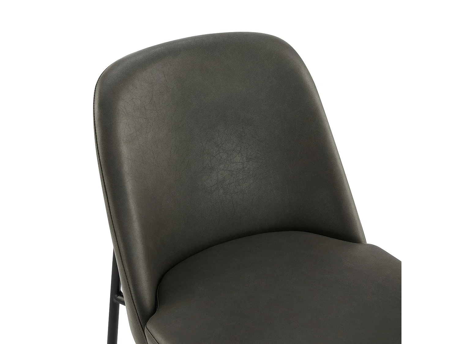 Lot de 2 Chaises de Salle à Manger, Pieds en Métal, Avec Dossier, en PU, Style Moderne Gris foncé