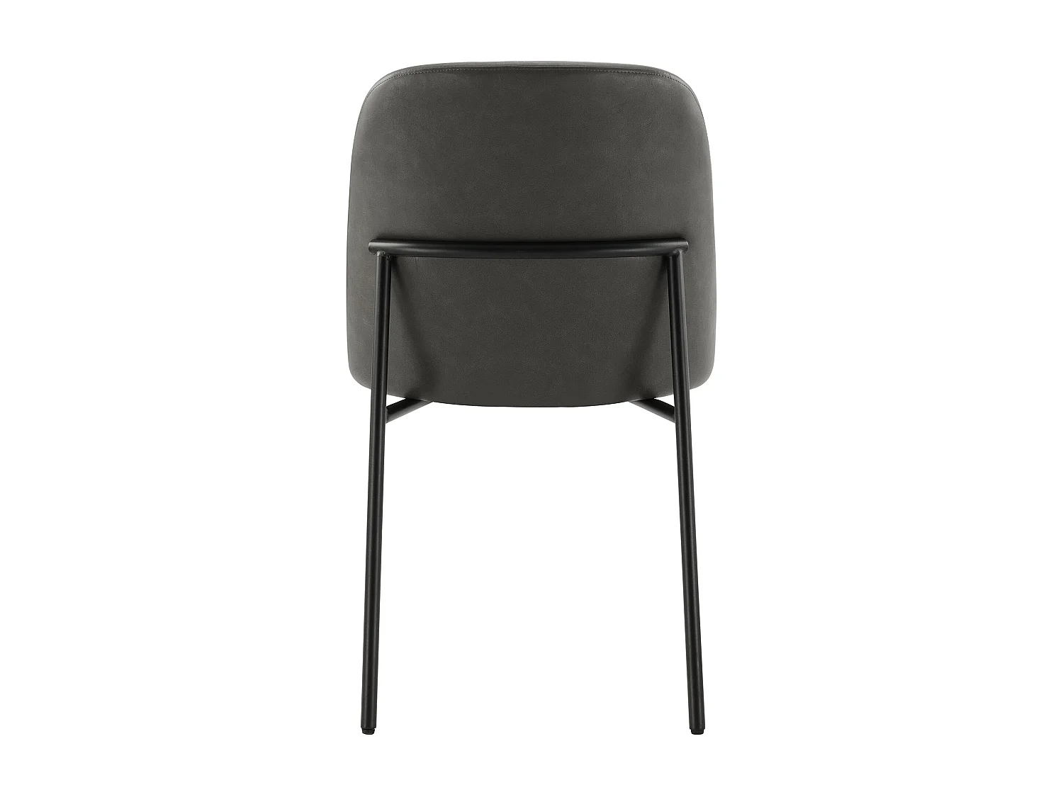 Lot de 2 Chaises de Salle à Manger, Pieds en Métal, Avec Dossier, en PU, Style Moderne Gris foncé