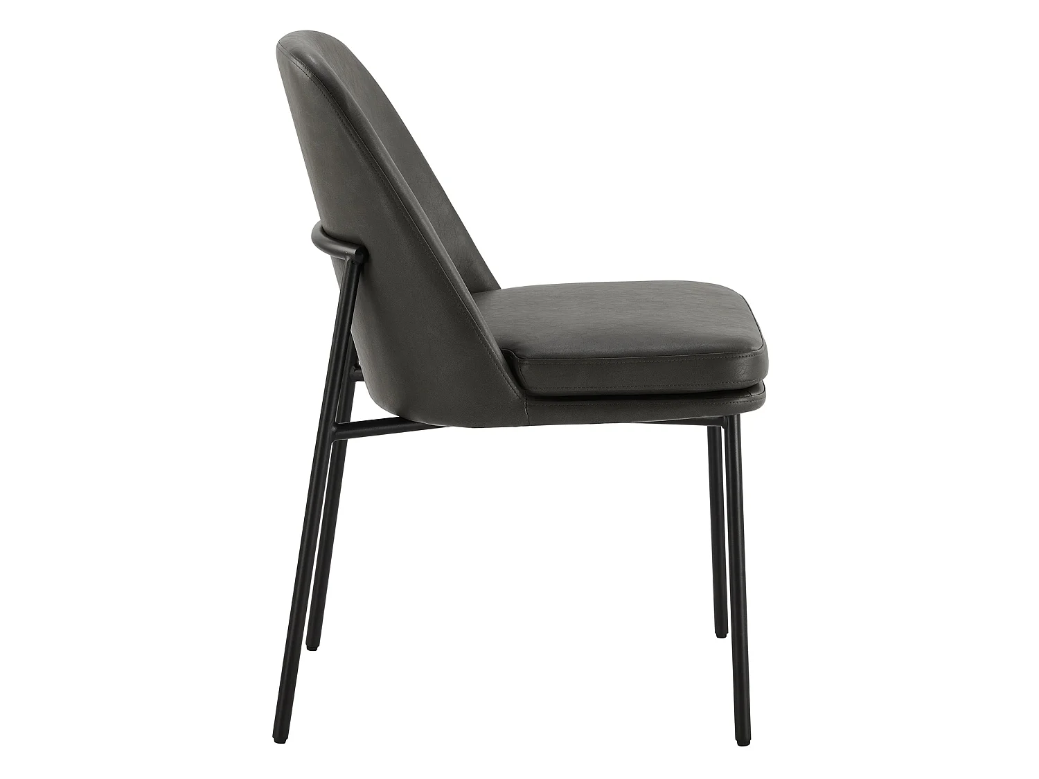 Lot de 2 Chaises de Salle à Manger, Pieds en Métal, Avec Dossier, en PU, Style Moderne Gris foncé