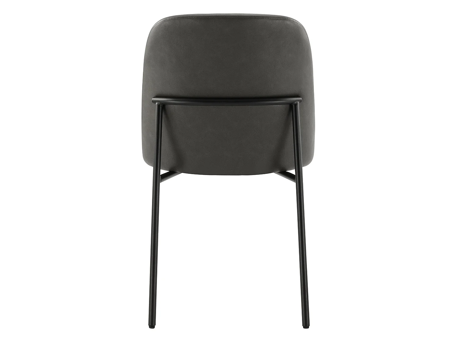 Lot de 2 Chaises de Salle à Manger, Pieds en Métal, Avec Dossier, en PU, Style Moderne Gris foncé