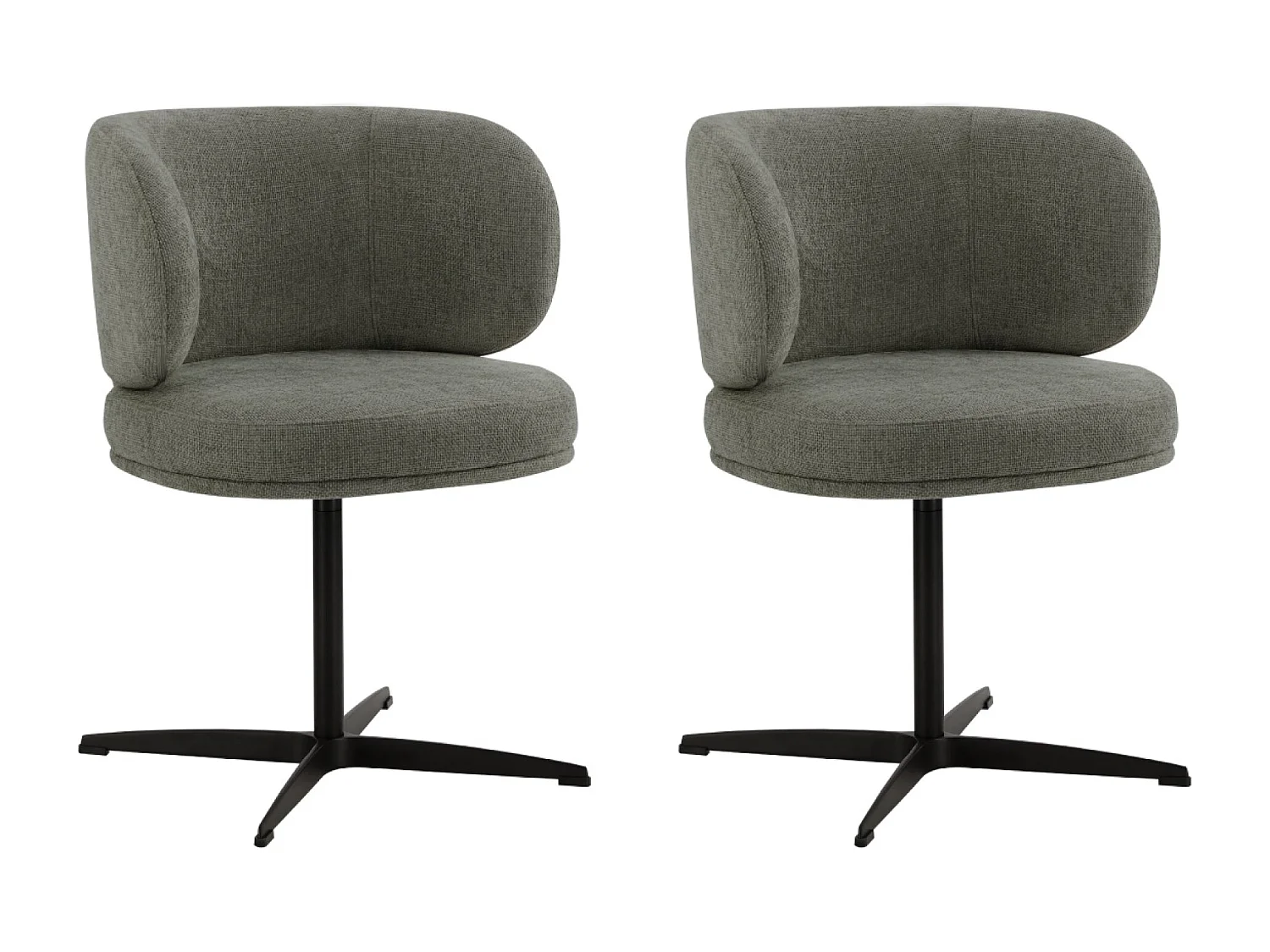 Lot de 2 Chaises de Salle à Manger Chaise de Bureau Pivotante Chaise pour Chambre-coiffeuse Gris