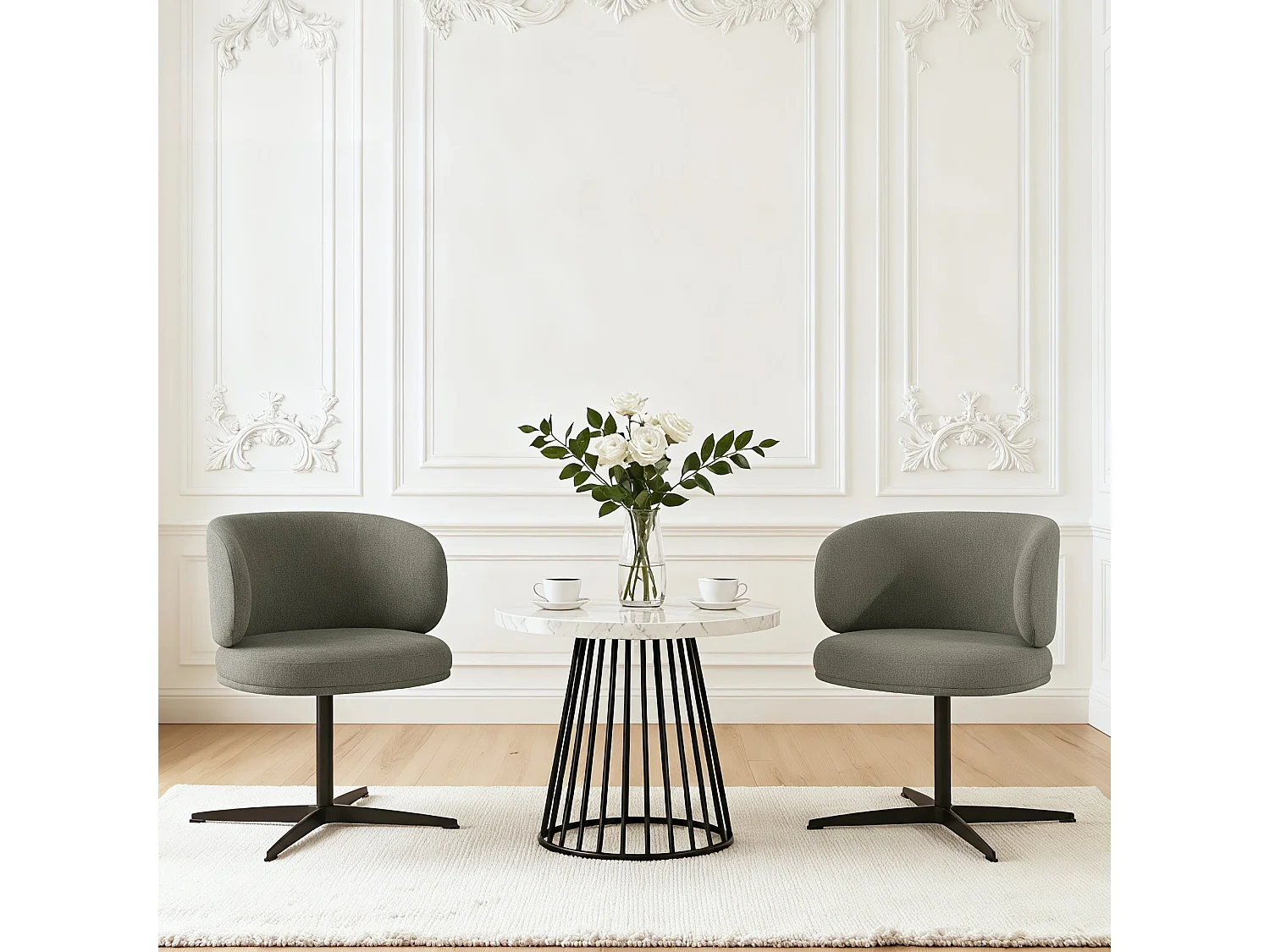 Lot de 2 Chaises de Salle à Manger Chaise de Bureau Pivotante Chaise pour Chambre-coiffeuse Gris