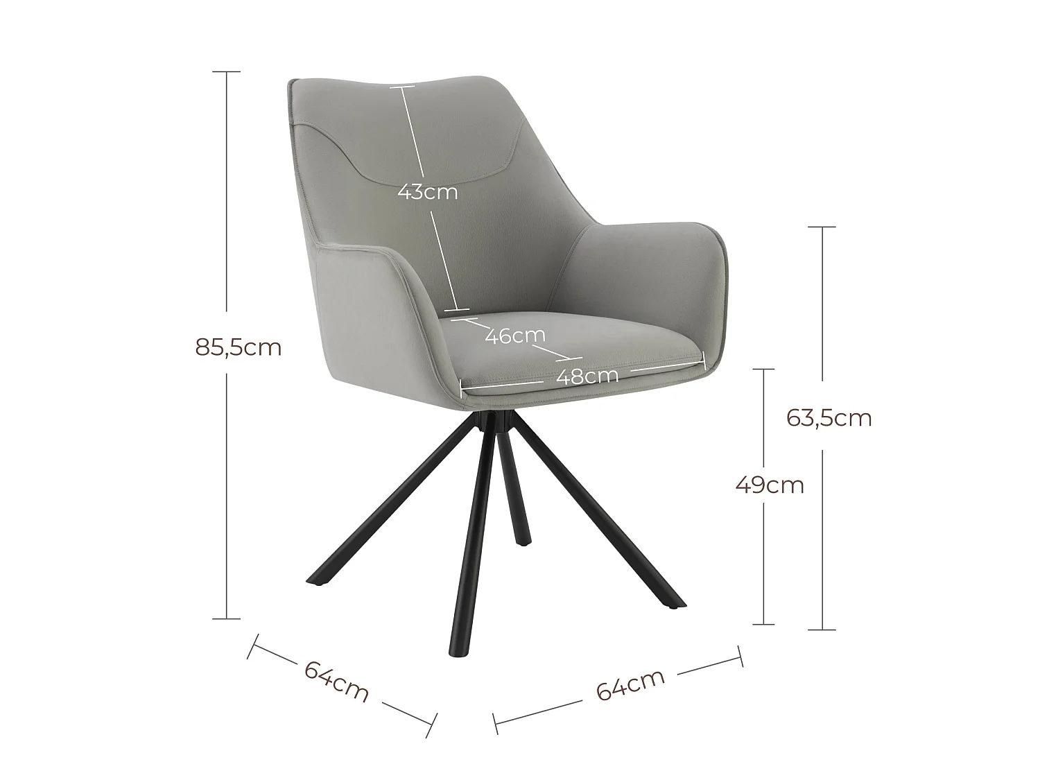 Lot de 2 Chaises de Salle à Manger, Fauteuil Pivotant à 360 degrés, Chaise de Cuisine