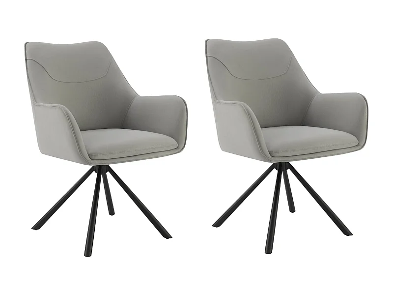 Lot de 2 Chaises de Salle à Manger, Fauteuil Pivotant à 360 degrés, Chaise de Cuisine Coussinets de Pied Réglables Gris